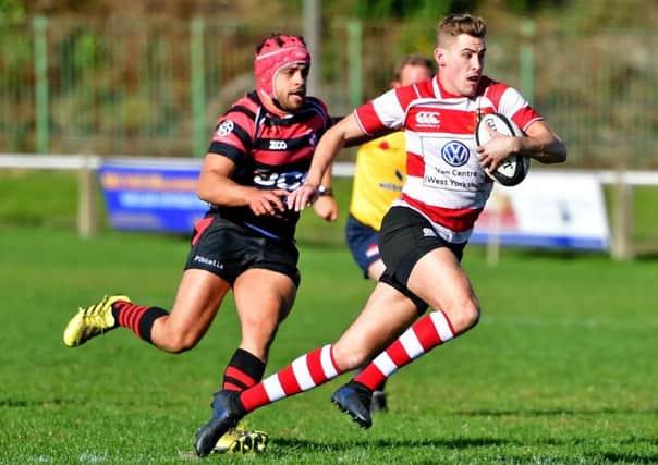 Mikey Hayward scored a hat-trick of tries as Cleckheaton earned an impressive 24-19 victory away to York last Saturdayto book a place in the Yorkshire Cup second round. Picture: Paul Butterfield