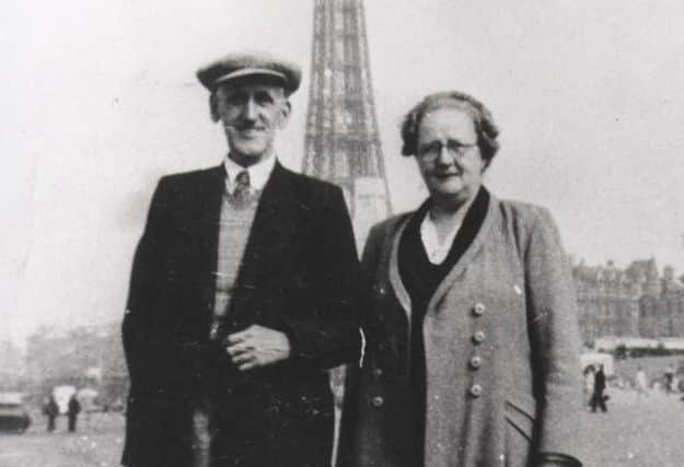 Grand day out: Landlady Alice Blackburn and husband take a break from looking after the stars to spend a day at Blackpool.