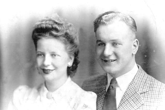 Happy couple: The late Jim Brown, pictured with wife Joan, shortly after their wedding during World War Two.