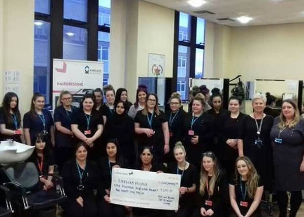 Great Team effort: The hair and beauty students raised £909.32 for Kirkwood Hospice.