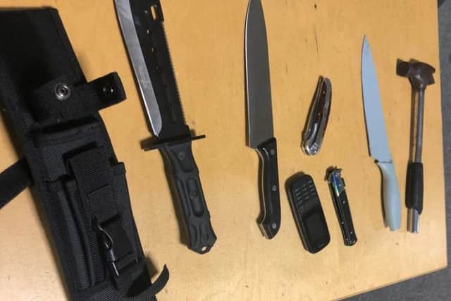 A number of weapons were seized from a car in Kirklees last night.