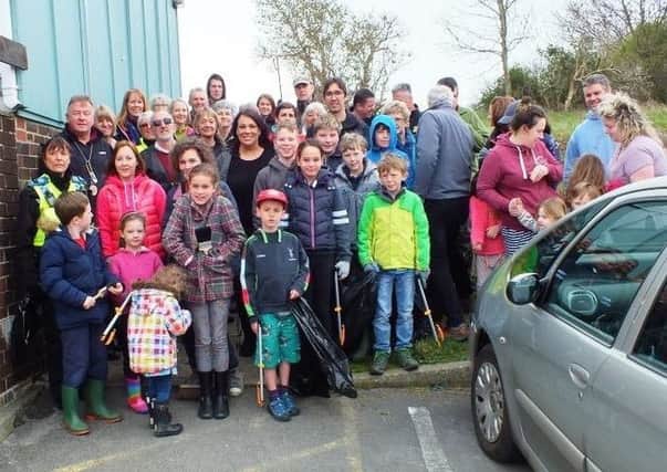 Great turnout: Miss Sherriff joined over 75 local people for the Big Spring Clean. Photo: Ian Gunson.