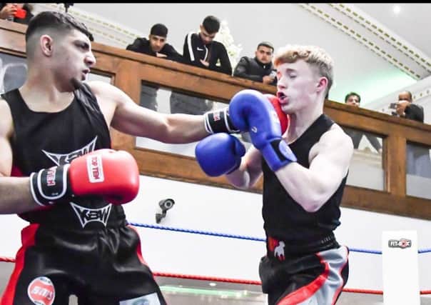 KBW boxer Saad Zaaman faced Training Cave debutant Luke Heaton on his club's home show in Dewsbury. Picture: Sam Young