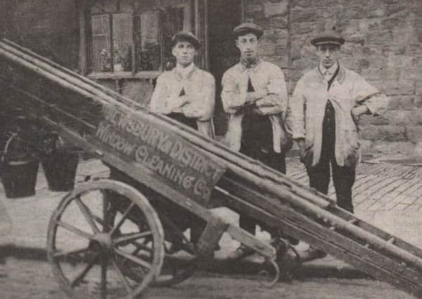 Cleaning up: Three of the Mitchell brothers when they started their first window cleaning company in Dewsbury over a hundred years ago. Monty Mitchell, who brought rock n roll to Dewsbury was their nephew.