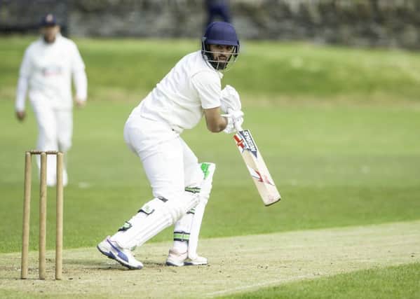 Tahseen Suleman struck a crucial 60 not out as East Bierley chased down a Pudsey Congs total of 274-8 to book a place in the Priestley Cup quarter-finals. Picture: Allan McKenzie.