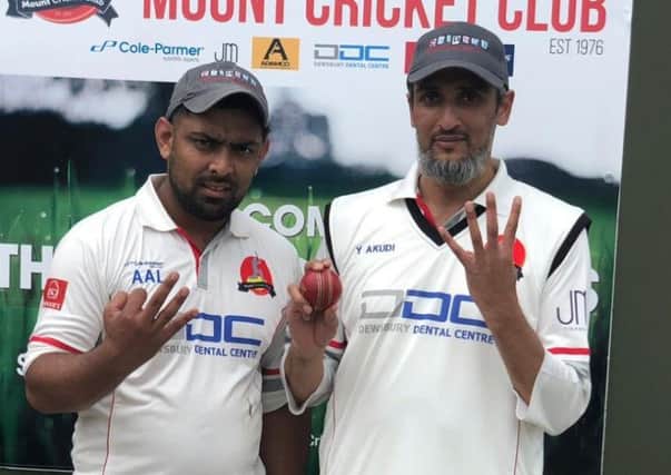 Yahya Akudi (right) taking 4 wickets and ahmed Ali Lunat (left) taking 3 wickets for Mount's Sunday side