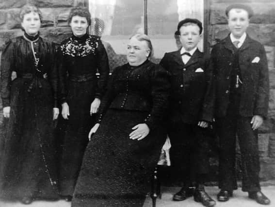 Grieving widow: Mrs Clarissa Scargill (seated left) who lost her husband, Robert, aged 40, and only son, Rufus, aged 14, in the terrible tragedy. The death of young Rufus meant that this particular line of the Scargill family ended on that day. Clarissa was left to raise six daughters on her own. She is pictured with five of them. Sarah, also pictured seated, Olive, Ethel, Linda and Tessa. The picture was kindly loaned to me 20 years ago by her grandson Herbert Oldroyd, whose mother, Linda, is pictured on the far left
