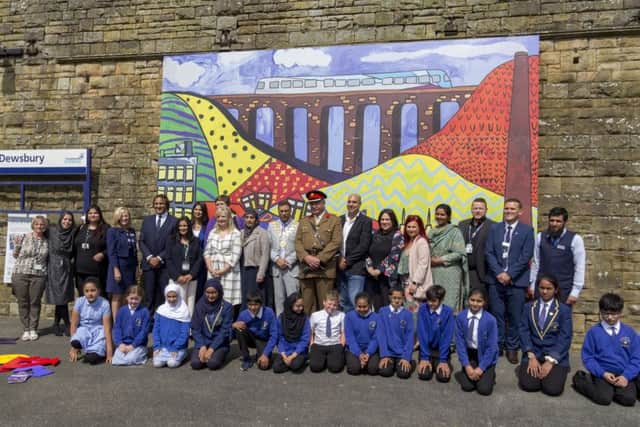 The artwork is unveiled at Dewsbury Railway Station.