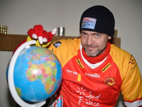 Chris Evans from Cleckheaton has taken on the role of away mascot for Catalan Dragons.