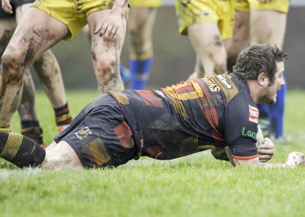 Steve Talbot crossed for his first try of the season as Shaw Cross Sharks overcame Askam to move off the foot of National Conference Division Two last Saturday. Picture: Allan McKenzie