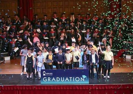 Eastborough Junior and Infant School performed on stage at the Kirklees College Graduation. Photo submitted by Kirklees College.