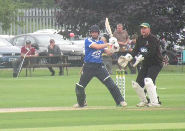 Hanging Heaton captain Gary Fellows hits out during his innings of 63 against Burnmoor in the National T20 Area semi-final. They went on to beat Harrogate in the final when Fellows made another half century. Picture: Richard Kosmala