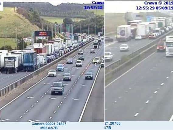 The crash happened at 10.40 am yesterday  on the East-bound carriageway prior to Junction 23. (Pictures Highways England)