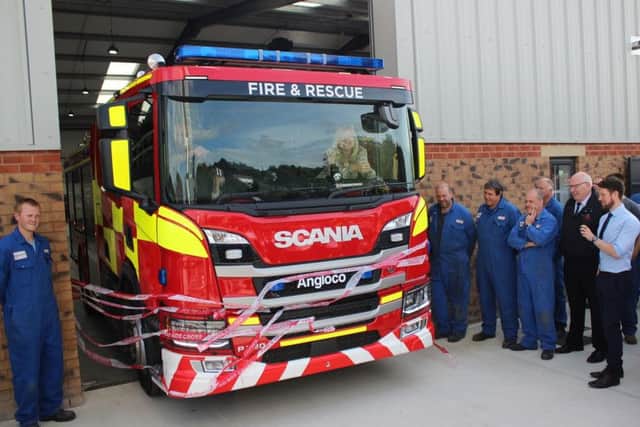 The first of Lincolnshire Fire and Rescues vehicles was ceremonially driven out of the factory doors at the opening, with Ms Brabin on board.