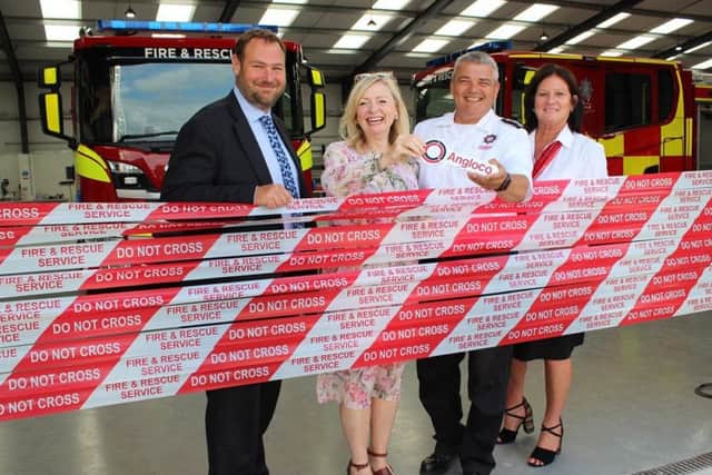 Alistair Brown, managing director at Angloco, Tracy Brabin MP, Simon Cartwright (station manager at Lincolnshire Fire and Rescue) & Julia Skinner (contracts manager at Lincolnshire Fire and Rescue) at the official opening.