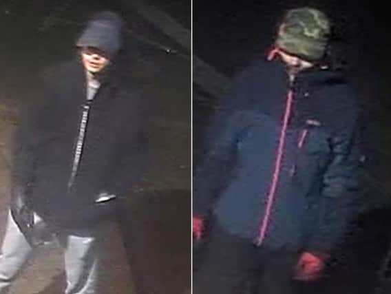 Detectives want to identify these men in connection with a fire at ASDA supermarket