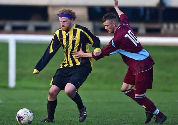 Lewis Collinson scored for Norristhorpe as they drew 2-2 with Tingley Athletic Reserves in last Saturdays Wheatley Cup first round tie before they bowed out on penalties. Picture: Paul Butterfield