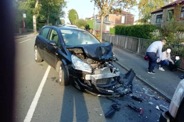 The car that crashed into the back of Peter Burtons car in September, which had a child on board (sitting far right).