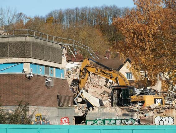 Going.. going... gone! The Spen pool, which stood since 1969 was knocked down this week