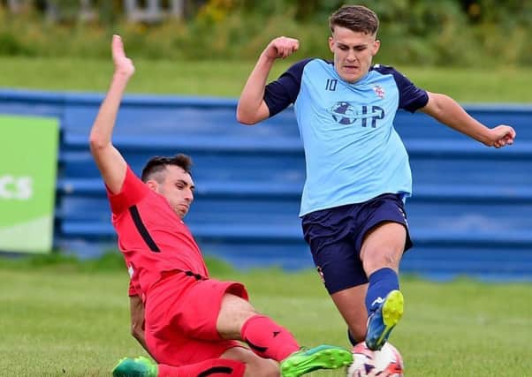 Alfie Raw scored both goals as Liversedge drew 2-2 at leaders Penistone Church last Saturday. Picture: Paul Butterfield