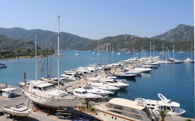 The TM marina as seen from the Marti Hemithea Hotel, Hisaronii Bay,Turkey.