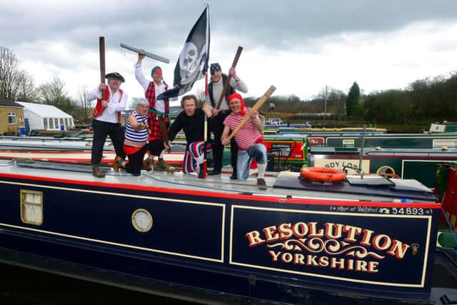 AHOY THERE: Members of the South Pennine Boat Club are having a pirate-themed open day on Saturday and Hipless Jon, Marlin Spike, Fearless Frank, Ken Bear-Paaark, Pete Two-Names and Captain Grey Beard will be performing the Handspike Dance. (D537C317)
