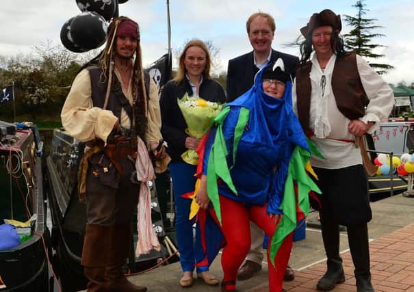 DAY OUT Captain Jack Sparrow with Louise Reevell, her husband and Mirfield MP Simon Reevell, club commodore Tony Foster and Heather Bearpark. (d710d319)