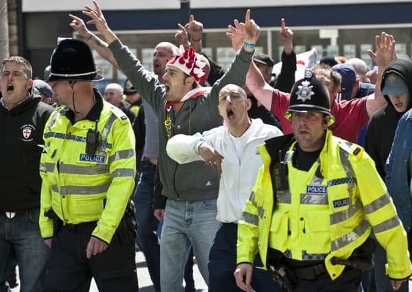 The English Defence League is hosted a national demonstration in Dewsbury.