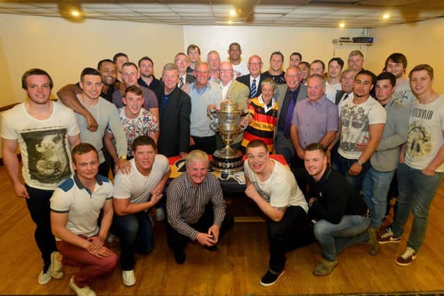 Dewsbury RLFC held a get together celebration to mark the 40th anniversary of winning the Championship. The team of 1973 and todays Dewsbury Rams squad. (D562E321)