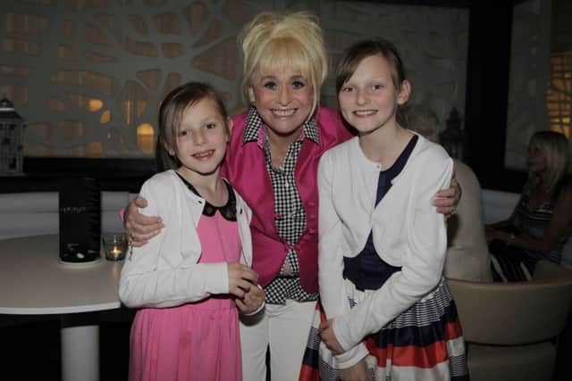 CELEBRITY GUEST: Laura and Lucy with Barbara Windsor.