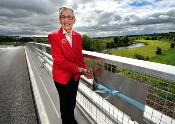 NAMING CEREMONY May Jennings officially opens the Calder Span bridge.