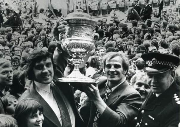 Mike Lumb and Mike Stephenson holding the cup