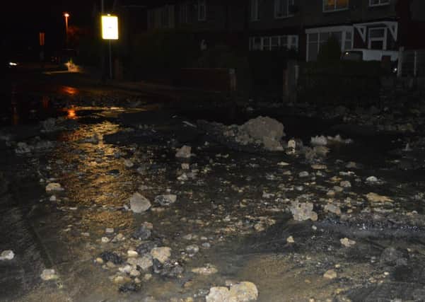 Damage caused by a burst pipe on Kitson Hill Road, Mirfield on July 18.
Picture by Michelle Howarth.