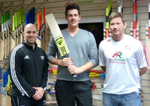 Woodlands cricketer Chris Brice, with Pro-Coach founder Chris Taylor and Dewsbury-born Yorkshire player Rich Pyrah. (d23011240)