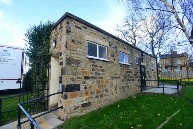 Mirfield public toilets has been graffitied. The graffiti is on the toilet walls inside the gents block. Town Councillor Andrew White from Mick's fruit and veg wants the graffiti removed. (D521A316)
