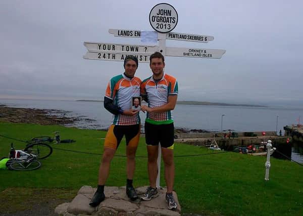 Craig and Ryan Smith cycled from  Lands End to John o' Groats to raise funds for MacMillan Cancer Support in memory of their father Philip.