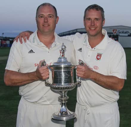 John Wood and brother Ian with the JCT600 Bradford League Div 1 Trophy
 JCT600 Bradford League
