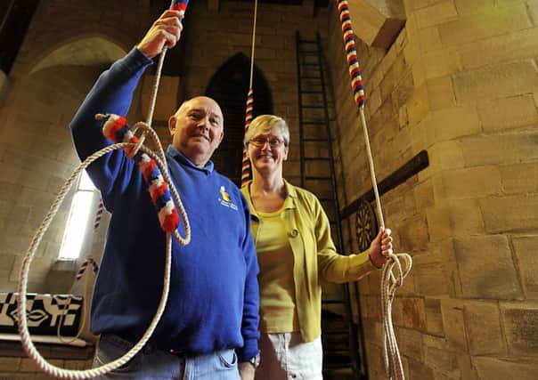 Ian Ackroyd and Theresa Gallagher who gave belfry tours and rang the bells for visitors to the Heritage Weekend at St Mary's Church,Mirfield.