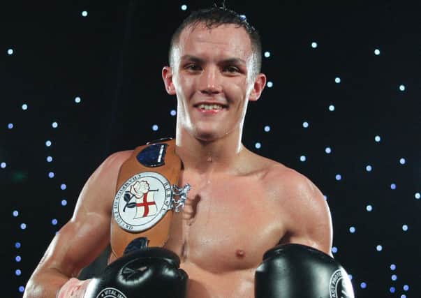 Josh Warrington after his English featherweigfht title win over Ian Bailey - Elland Road. September 27 2013.. Pic by Javed Iqbal