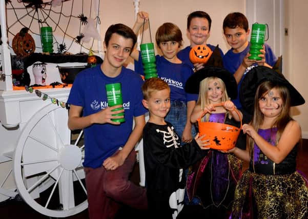 Brothers Joe and Reece Walker, and their friends Zak Oldroyd, Louis Taylor, Matilda, Hary and Esme Gleghorn are ready for the Halloween fancy dress disco for Kirkwood Hospice. (d620a344)