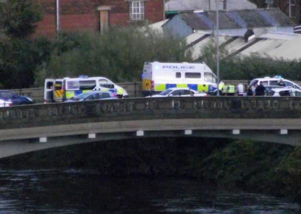 Two men were arrested after threats were made following the collision on Savile Bridge