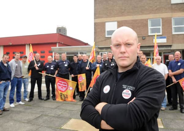 Firefighters at Wakefield Fire Station take part in a strike over pensions. Matt Herrin (Wakefield Division FBU rep)