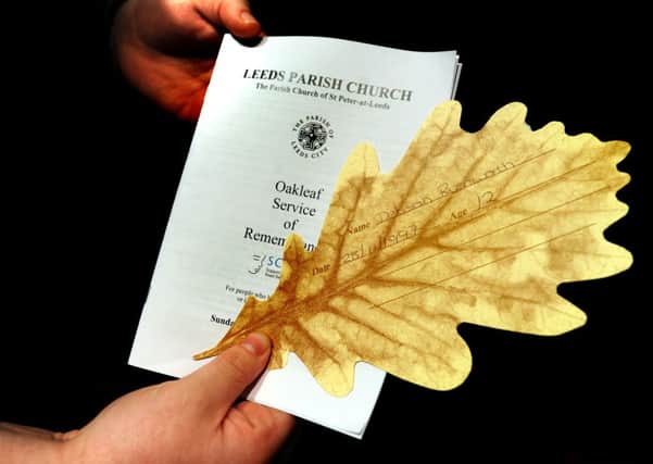 IN MEMORY The programme and a memorial oak leaf from the annual SCARD Oakleaf service.