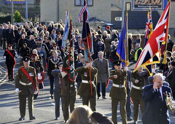Mirfield Remembrance Day Parade along Station Road.