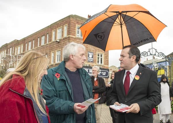 CAMPAIGN TRAIL Labour Party vice-chairman Michael Dugher MP chats to shoppers in Dewsbury.
