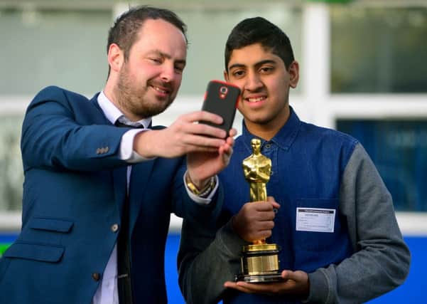 Educating Yorkshire stars Mr Burton and Musharaf with an Oscar won by The King's Speech