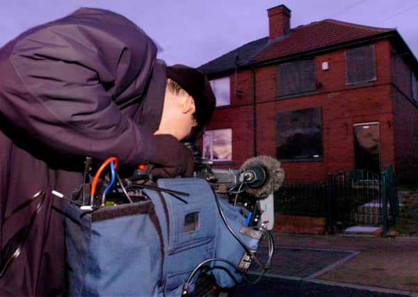 IN SPOTLIGHT A film crew outside the former Matthews home in Moorside Road in 2008.