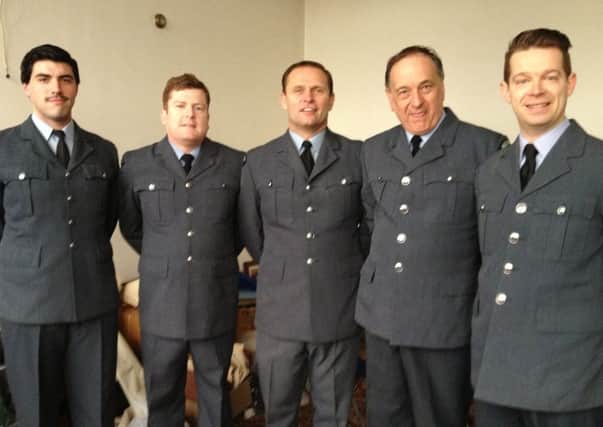 ON GUARD Chris Sheard, right, as a security guard for  BBC One's  Great Train Robbery drama.