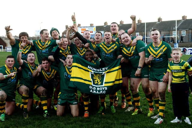 Hunslet Old Boys celebrate their Yorkshire Cup final victory