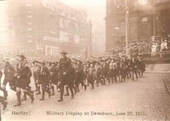 Nostalgia - Military display in Dewsbury, June 1915
This pictures shows one of the many military displays held in Dewsbury during the First World War to encourage the young men in the town to join up and serve their country. All the uniformed organisations in Dewsbury took part in these patriotic events including the Boy Scouts. This display took part in the summer of 1915.